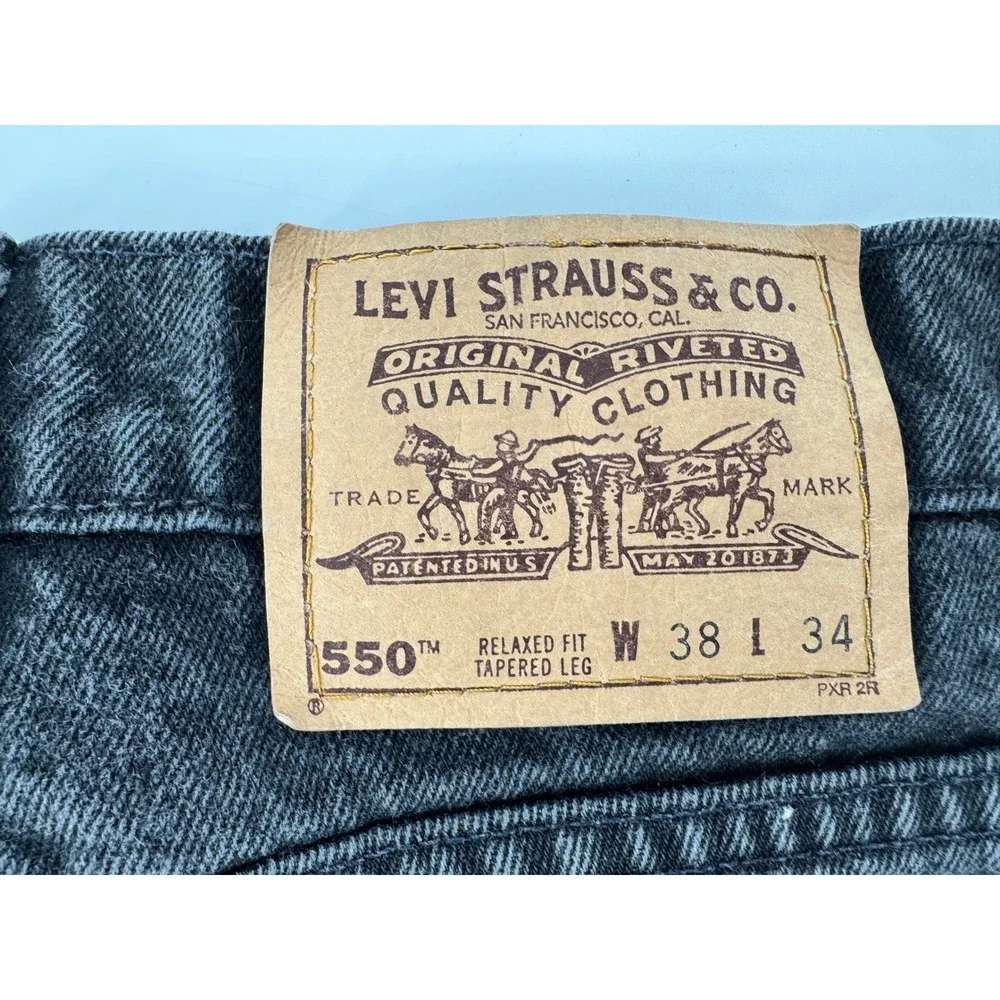 Vintage Levi's 550‎ Orange Tab Jeans Mens 38x34 Faded Black 90s Tapered USA Made